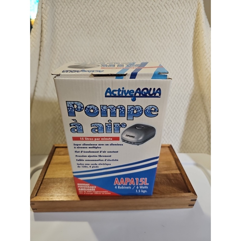 AAPA15L Active Aqua, 4 Outlets, 6W, 15 L/Min Air Pump, Silver,Grey New‎ In Box
